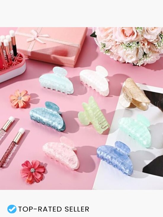 8 Acrylic Hair Claw Clips for Women Non Slip Strong Hold Thick Thin Hair Bulk main image 6